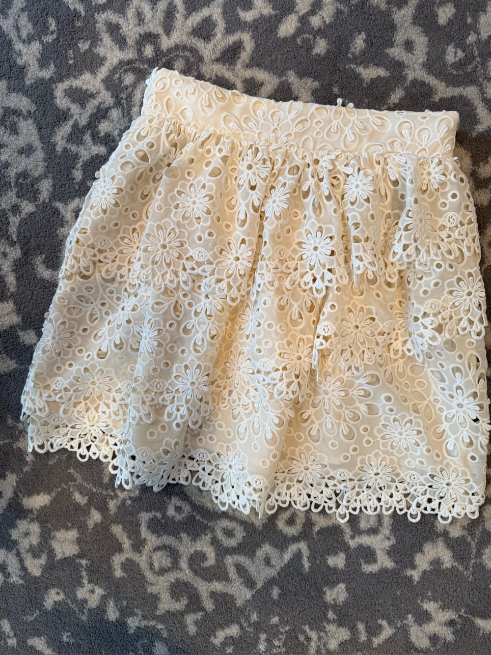 INC cream eyelet skirt